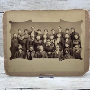 Antique 1892 Large FAMILY CREEPY Photo H.D. Graves Gallery Copping Indiana